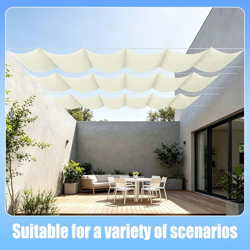 Voile ombrage rétractable vague 350x100 cm étanche pour pergola - 3