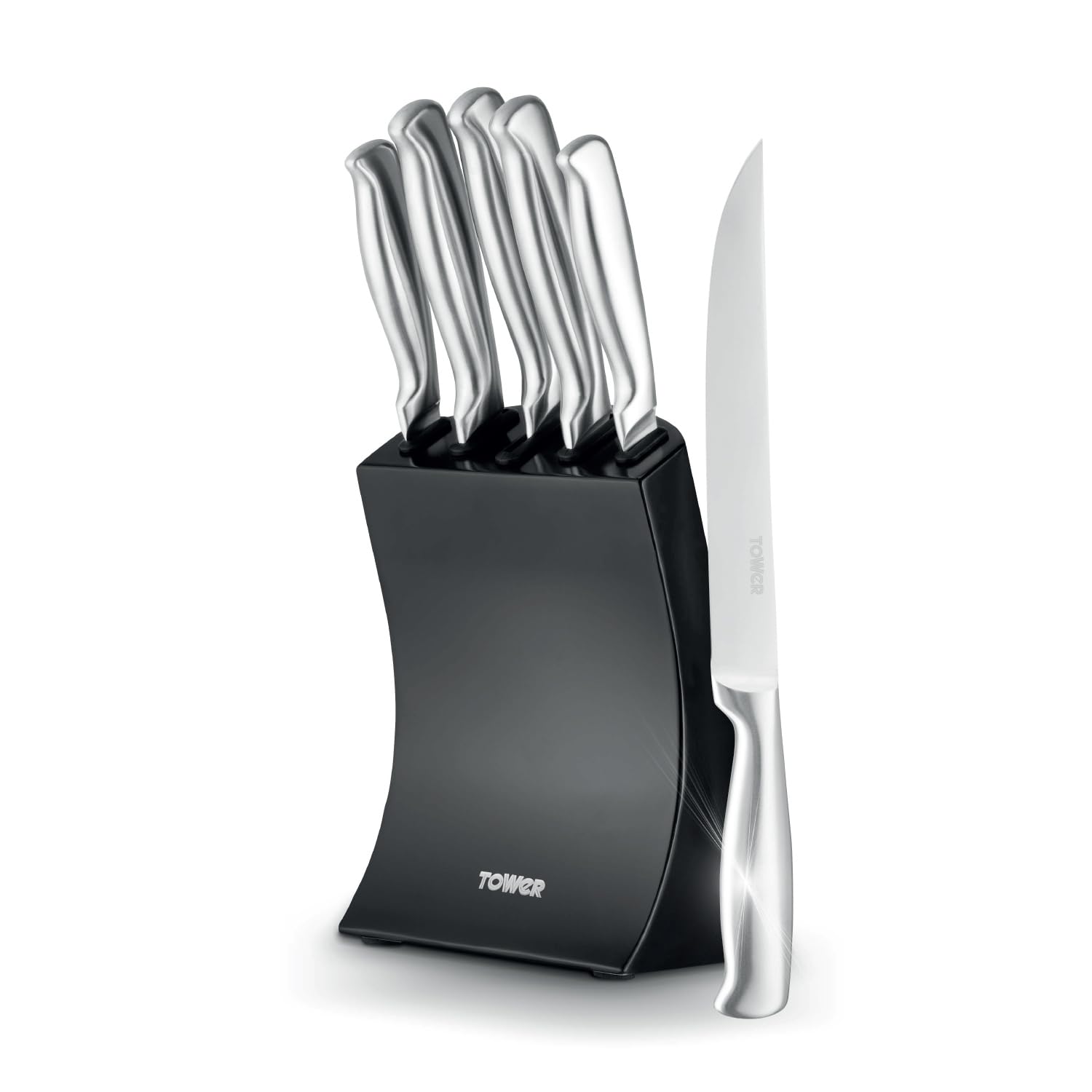 Tower 5 Piece Knife Set with Block Black