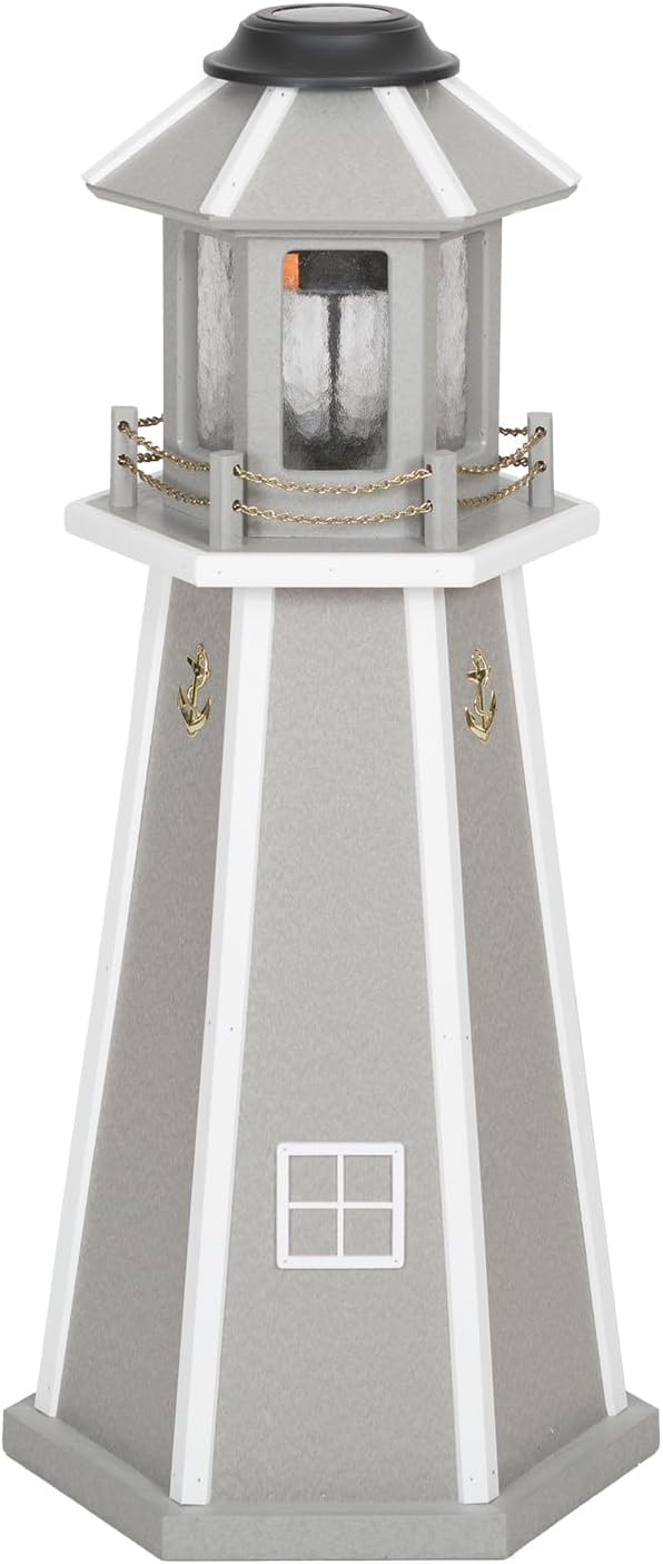 Peaceful Classics Modern Decorative Lighthouse for Garden Décor 3ft/4ft – 5W Poly Solar Lighthouse Lamp for Outdoor Décor, Amish Handcrafted Wood Light House Decoration for Home