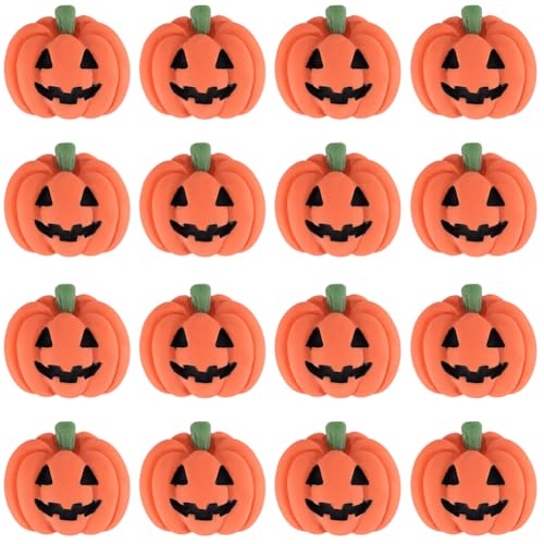 SUNNYCLUE 1 Box 50Pcs Halloween Cabochons Pumpkin Charm Cartoon Resin 3d Orange Fall Theme Pumpkins Flatback Cabochon for jewellery Making Scrapbooking Embellishments Cell Phone Case Diy Craft Supplie