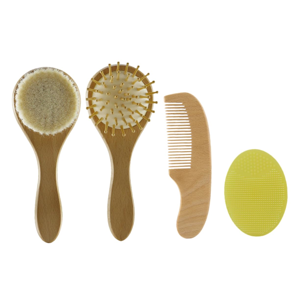 BIUDECO Newborn Wool Brush Set Combing Kit for Boys and Girls Portable Scalp Scrubber Home Bath Brush Kit Infant