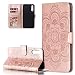 Produktbild HMTECH Galaxy A7 2018 Hülle,Für Samsung Galaxy A7 2018 Handyhülle Prägung Mandala-Blume Flip Case PU Leder Cover Magnet Schutzhülle Handytasche für Samsung Galaxy A7 2018,LD Mandala Rose Gold