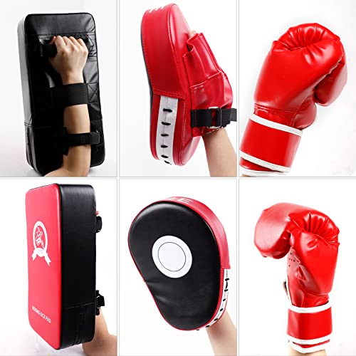 3-in-1 Boxing Equipment Punching Gloves Mitts Kick Pack Set for Kids Karate Mitts Pad for Beginners Arm Pad for Children Boxing Gloves for Muay Thai, Taekwondo, MMA Training, Gift for Kids Child - Thumbnail 6