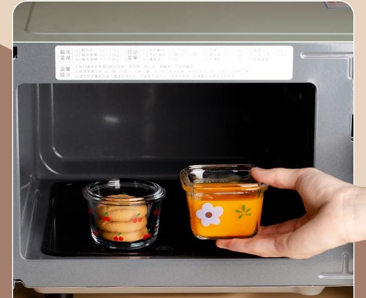 Miniatura 3 de Paquete de 2 recipientes de vidrio cuadrados pequeños de 4 onzas con tapas, tarros de alimentos florales herméticos de vidrio para salsa,