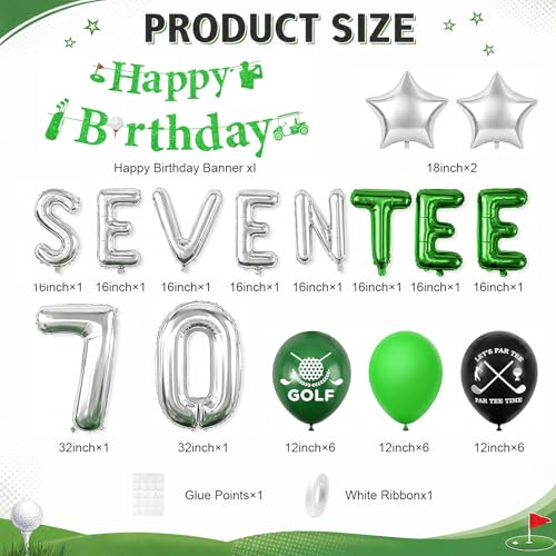 Image of 70th Birthday Decorations for Men,70th Golf Themed Party Decorations Gifts for Men Him with Golf Print Balloons,70 Number Balloons,Happy Birthday Banner,SEVEN-TEE Banner,70 Foil Balloons