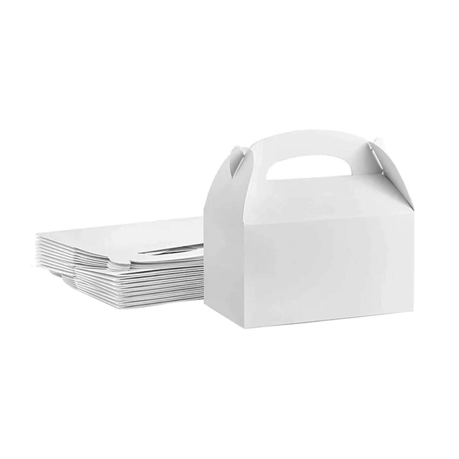 Lot de 48 boîtes de fête pliantes en papier kraft avec poignée - Marron - Boîtes à bonbons - Emballage cadeau (rouge)