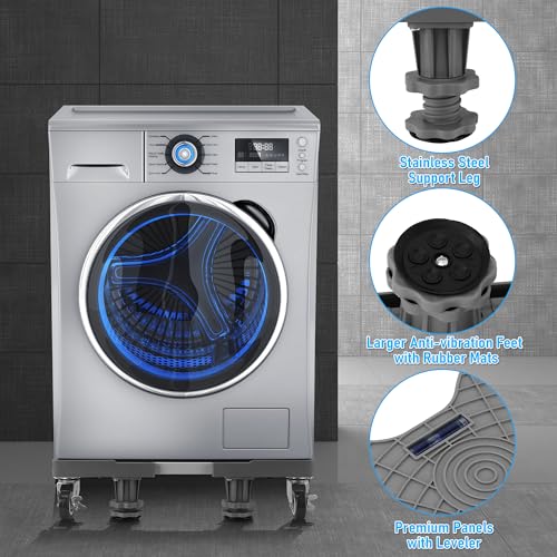 MEKOTRIN Washing Machine Stand with Wheels, Movable Height Adjustable Base for Washing Machine, Multi-functional Appliance Stand for Washing Machine Dryer Refrigerator Freezer - Image 3