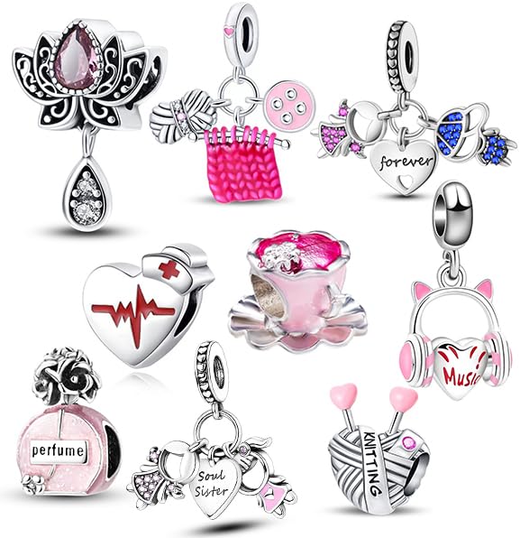 Image of 9Pcs Mixed Theme Charms for Bracelet Making Set