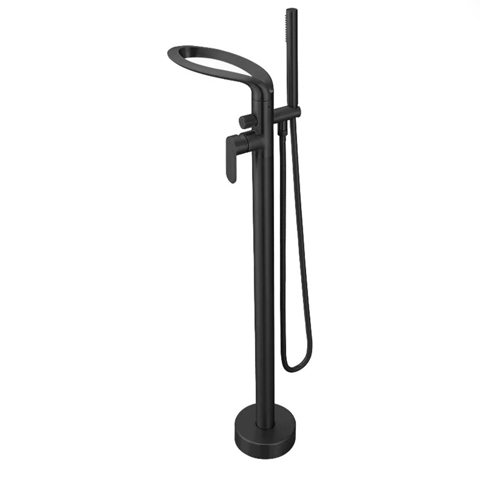 SnamicE Waterfall Freestanding Tub Faucets, Shower Tub Faucet Set, Standing High Flow Shower Faucets with Handheld Sprayer and Swivel Tub Spout, Floor Mount Bathtub Faucet, Tub,Black