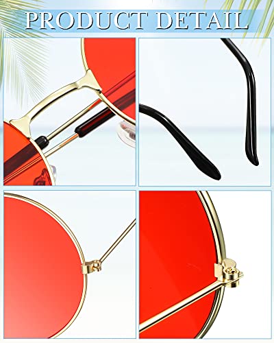 Weewooday 30 Pairs Round Hippie Sunglasses Retro Colored Hippie Glasses 60s 70s Trendy Sunglasses Metal Frame Circle Glasses for Women Men, Multicolored4