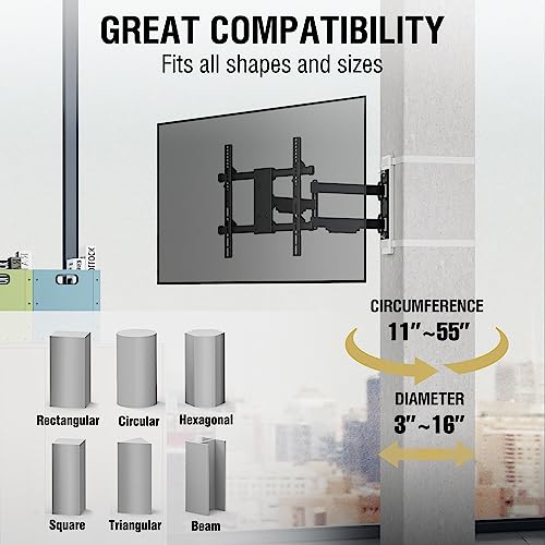 CondoMounts 32"–70" TVs | Indoor Full Motion TV Mount Fits Large Pillars & Poles 8" & Up, No Drill Gazebo & Pergola TV Mount, VESA 400x400, Holds 80 lbs by CondoMounts - Image 3