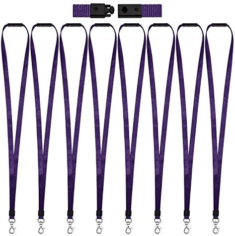 Teskyer 8 Pack Breakaway Lanyard for ID Badge Holders, Comfortable Flat Nylon Lanyard Strap wtih Swivel J-Hook for ID Badge, Name Card Holder, Keychains (Gold)