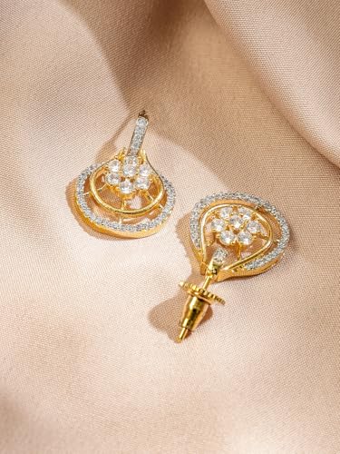 Image of Rubans Pendant Necklace Set American Diamond and Zirconia Gift Jewellery for Women & Girls