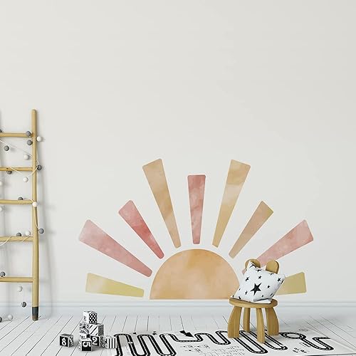 Miniatura 17 de Calcomanía de pared de medio sol para habitación de los niños, calcomanías de pared de vinilo, calcomanías de pared de guardería, calcomanías