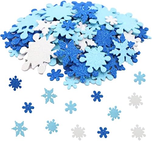 Snowflake Glitter Foam Stickers Christmas Arts and Crafts for Kids Self-Adhesive Snowflake Stickers Winter Crafts and Art Projects, Cards, Party Bags, and Decorations (Pack of 100)