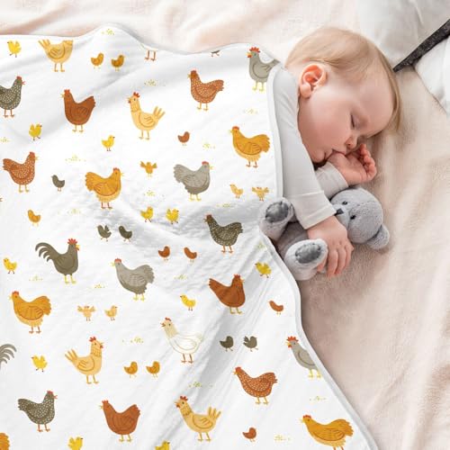 Image of Chickens and Chicks Baby Swaddle Blanket for Boys and Girls, Muslin Baby Receiving Swaddle Blanket, Soft Cotton Nursery Swaddling Blankets for Newborn Toddler Infant