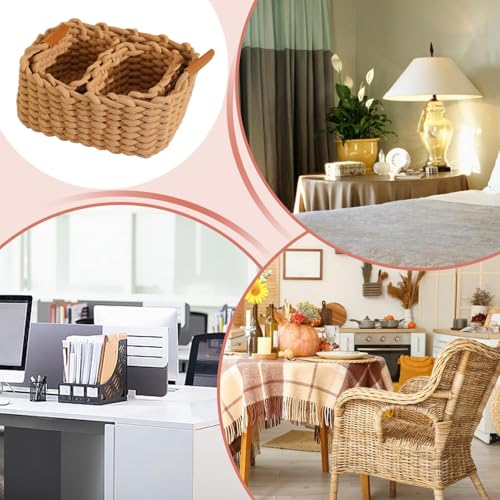 Cesta de almacenamiento tejida rectangular y cuadrada para estanterías 5