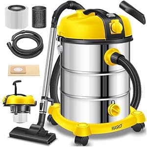 MASKO® Industriestaubsauger Staubsauger Nass Trocken Sauger Edelstahl 2300W + Steckdose, Blasfunktion, Saugschlauch & Nass-Saugen, Push&Clean, Industriesauger mit & ohne Beutel, Inkl Filter beutellos