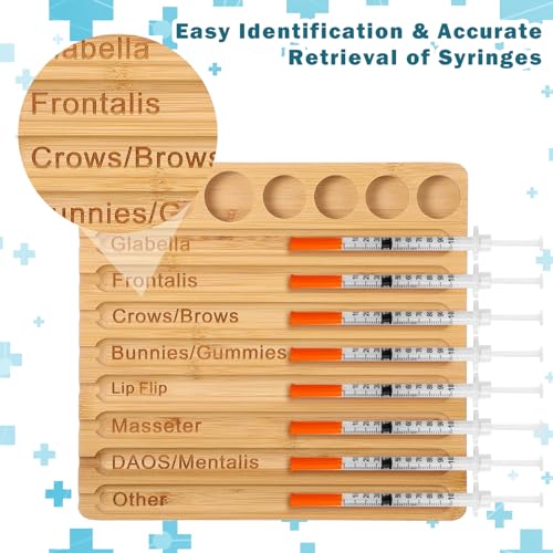 Image of Geelin 1 Pcs Aesthetic Practitioner Syringe Tray with 8 Slots Label Bamboo Vial Holder Syringe Preparation Tray, 2-in-1 Combination Medical Supply Storage for Aestheticians, Nurses (Retro,Burlywood)
