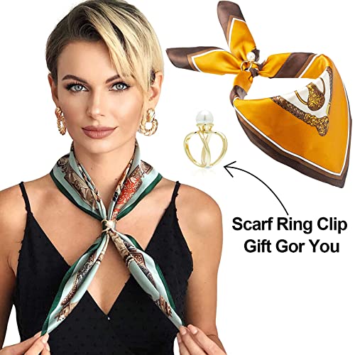 Pure Silk Scarf Neckerchief for Women (with Scarf Ring) Head Scarves For Hair3