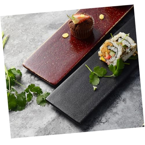 Plato rectangular de porcelana para sushi color rojo miniatura 4