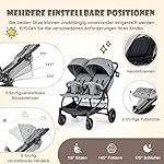 COSTWAY Geschwisterwagen klappbar, Zwillingswagen mit Verstellbarer Rückenlehne, Fußstütze & Baldachin, Reisebuggy mit Liegefunktion, Tragbarer Zwillingsbuggy für Baby bis 3 Jahre (Grau)