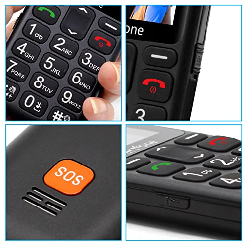 artfone CS181 Seniorenhandy Ohne Vertrag, Dual SIM 2G GSM Handy mit Großen Tasten, SOS Notruftaste, Taschenlampe, Großtastenhandy mit Ladestation,800mAh Akku, FM-Radio,1,77 Zoll Farbdisplay, Schwarz