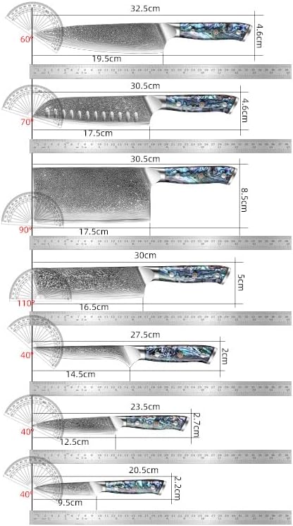 7 PCS Sharp Kitchen Knives Chefs Cleaver Santoku Utility Paring Slicing Nakiri Boning 10Cr15MoV Damascus Steel Knife Cooking Tools