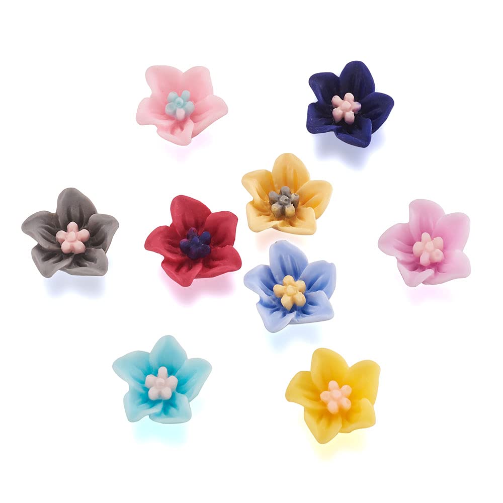Beadthoven Flower Resin Clay Beads Cabochons for Jewelry Making No Hole
