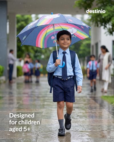 Image of Destinio Umbrella for Kids; Stylish & Cute, Child Safe, 100% Waterproof; Kids Umbrella for Girls, Boys and Baby