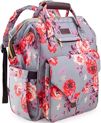 Kaome Diaper Bags Backpack, Upgraded Fashion Large Capacity Multifunction Nappy Bags, Waterproof & Insulated Durable (Floral)