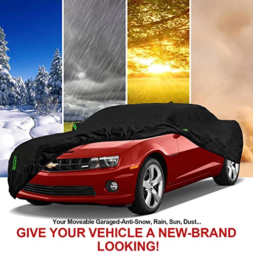 Image of Car Cover for Chevy Camaro 2010-2023 6 Layers All Weather 210T Windproof Waterproof All Weather Protection Outdoor Covers Compatible with Chevy Camaro
