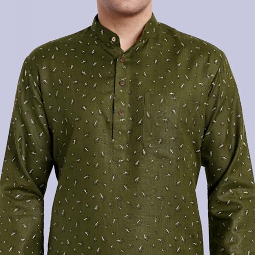 Image of SKAVIJ Mens Cotton Long Sleeve Tunic Printed Kurta