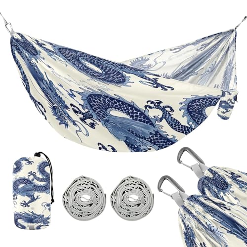 ATTX Chinese Dragon Pattern Camping Hammock - Lightweight & Portable Hammocks, Heavy Duty 330lbs Capacity for Indoor, Hiking, Backpacking, Travel, Backyard, Beach#395