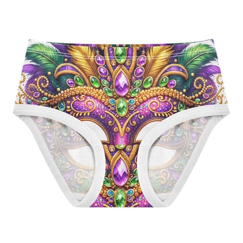 Toddler Panties, Beautiful Mardi Gras Mask Girls Cotton Underwear, 2–8 Years