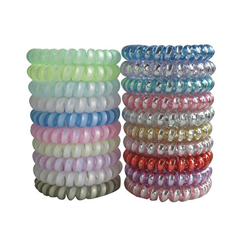 Spiral Hair Ties, Coil Hair Ties, Phone Cord Hair Ties, No Crease Hair Ties, Colorful Hair Accessories for Women Girls, Including Fluorescent Series And Matte Series (20PCS)