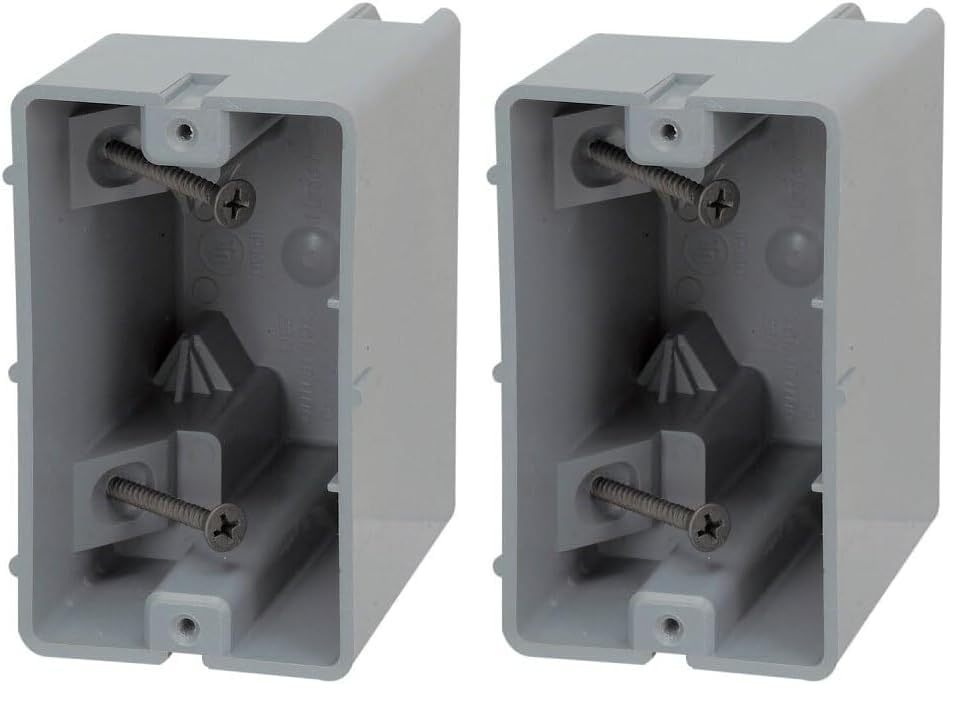 Image of Southwire Device Box, 1 Gang, 22.5 /Cu | Depth Adjustable | Heavy Duty 42lb | Gray | Pack of 2