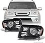 AKKON - For Honda Pilot SUV Black Headlights Head Lamps Driver Left + Passenger Right Side Replacement Pair Set