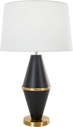 CosmoLiving by Cosmopolitan Lámpara de mesa de metal con detalles dorados, lámpara de 16 x 16 x 27 pulgadas, color negro