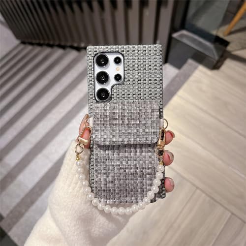 Bracelet en Perles avec Fente pour Carte pour Samsung Galaxy S24 Plus
