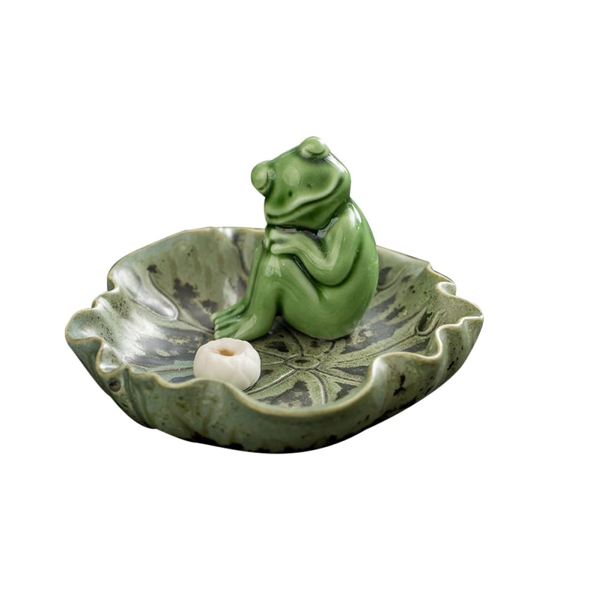 Encensoir grenouille céramique verte pour une ambiance zen au restaurant