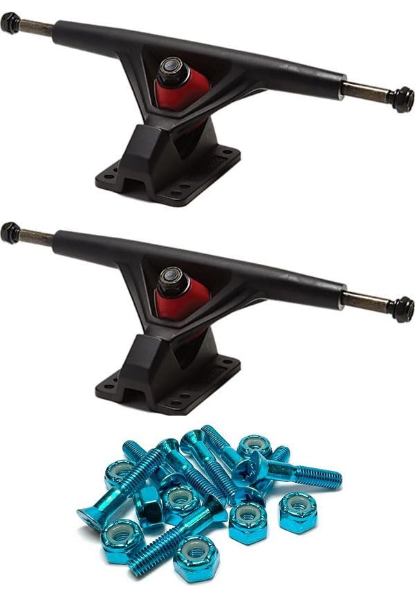 Seismic Skate Systems 180mm Aeon 30 Degree Flat Black Skateboard Reverse Kingpin Trucks with 1