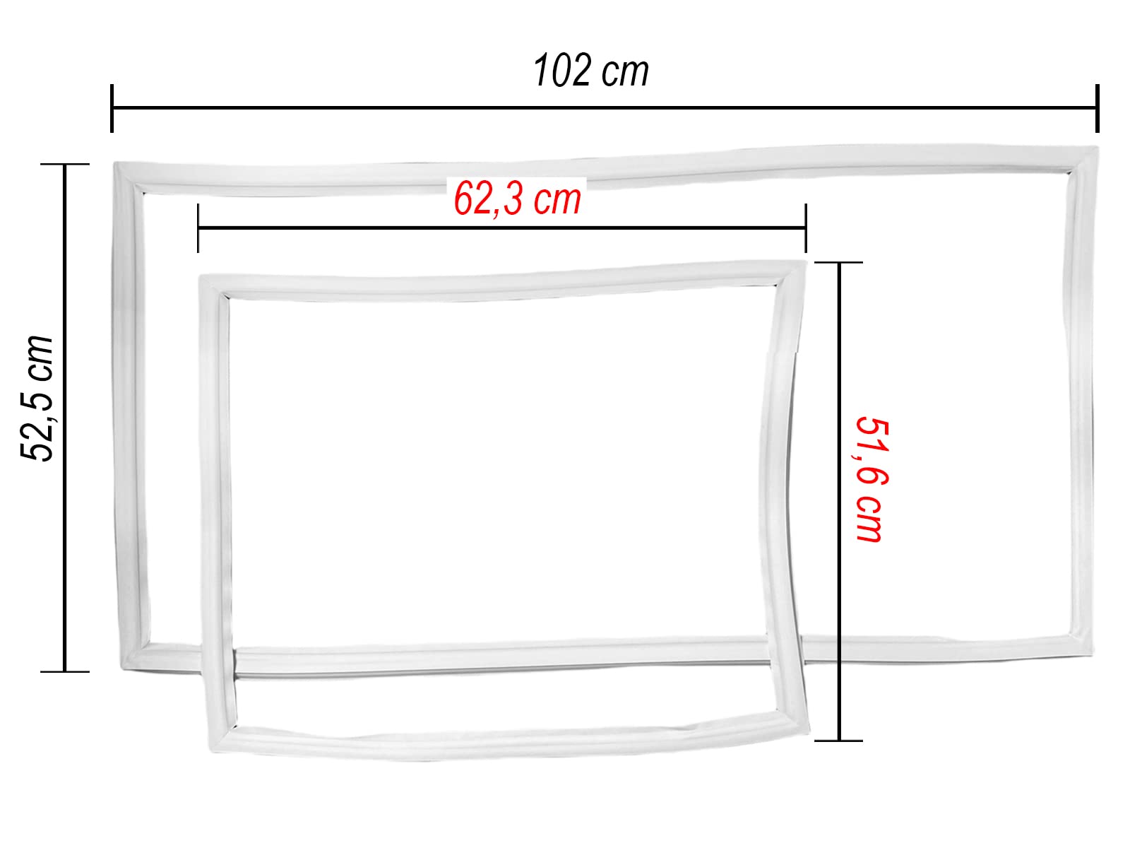 ERICAMBI, Kit Sostituzione Guarnizioni Magnetiche per Frigorifero Congelatore Adattabile Rex Electrolux Aeg, Dimensione Lato Frigo 102x52,5 cm - Lato Congelatore 62,3x51,6 cm, FI22/10FA