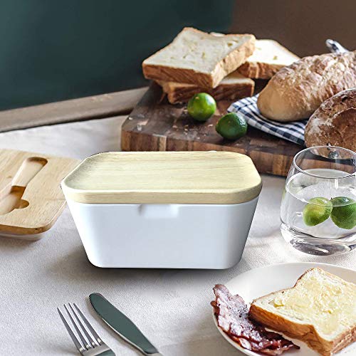 OurLeeme Portaburro, Burriere Smaltato Multifunzione con Coperchio, Bianco 250g