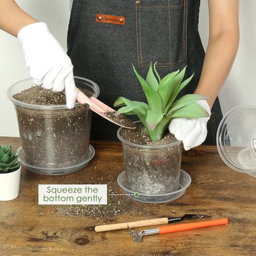 4/5/6/7 Inch Clear Nursery Pots for Plants with Sacuers 20 Pack, Plastic Flower Pots with Drainage Holes, Variety Pack Seedlings Garden Pot for Indoor Outdoor (4+5+6+7 inch) - Image 3