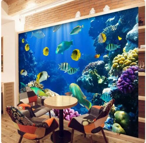 Papier peint mural 3D monde sous-marin salon décor 150x105