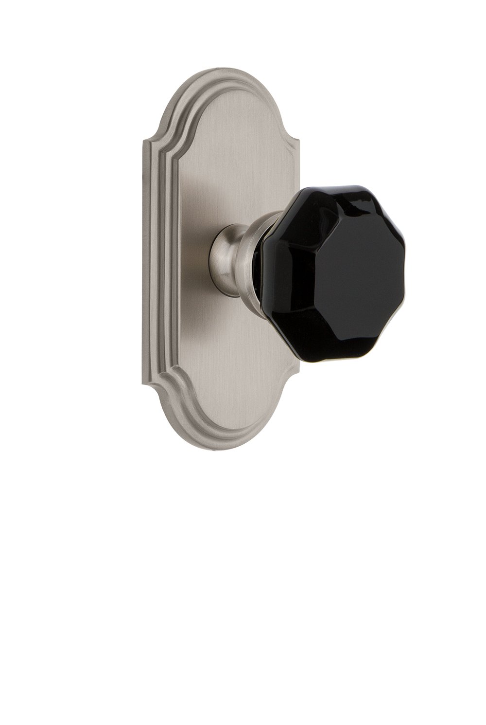 Bouton dummy de luxe Arc Assiette Lyon en nickel satiné de Grandeur matériel
