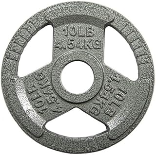 Sporzon! Cast Iron Olympic 2-Inch Grip Plate Weight Plate for Strength Training, Weightlifting and Crossfit, Single, Gray, 10 LB