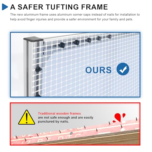 Image of Kerty 70 Inches Extra Large Rug Tufting Frame, Aluminum Metal Tufting Frame Kit for Rug Making, A Safer Tufting Cloth Stand for Tufting Beginners and Lovers