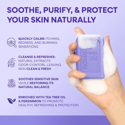 Image of Hermon Antifungal Bar Soap: Antifungal Soap for Ringworm, Jock Itch & Athlete's Foot with Tea Tree Oil - Tolnaftate 1% Medicated Anti Fungal Treatment Bar for Skin Fungus - 2 Bars
